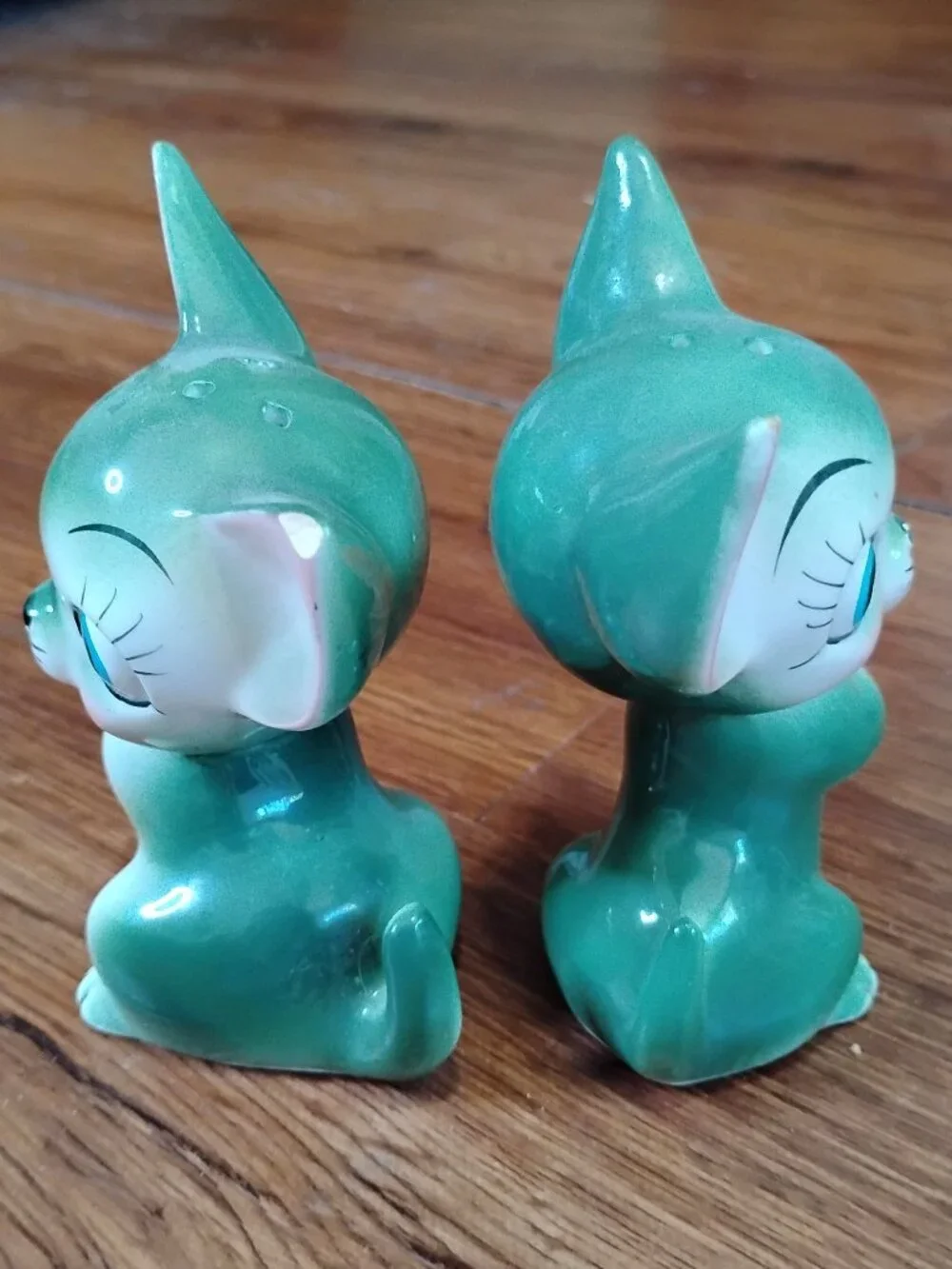 Vintage BP Products Green Cat Shaker Set Japan Anthropomorphic